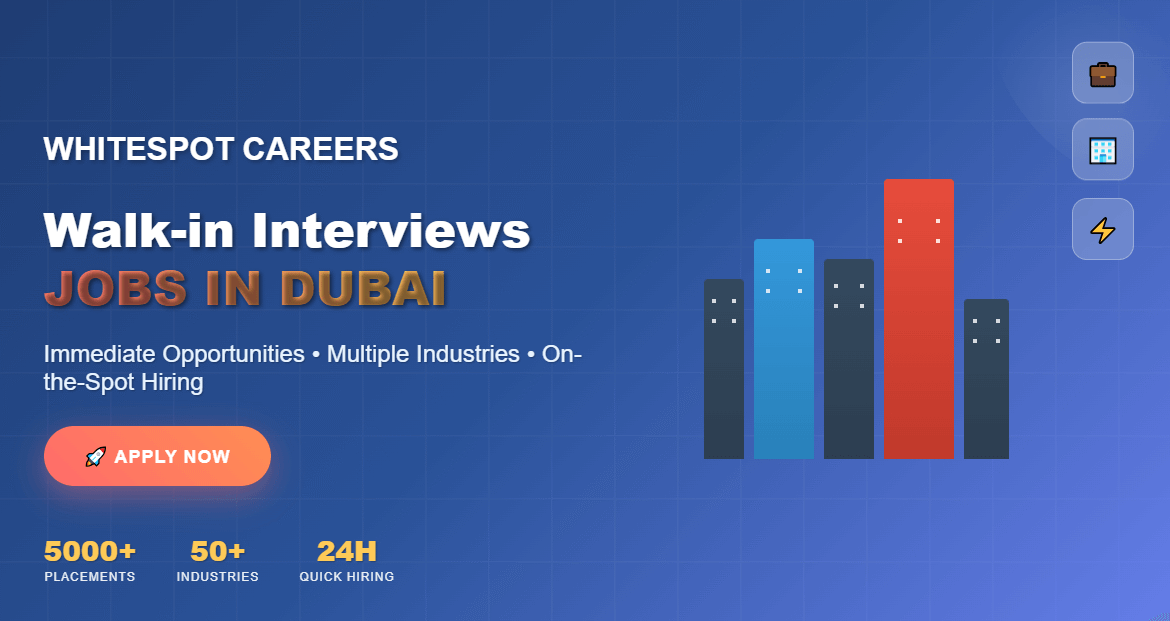 JOBS IN DUBAI – Whitespot Walk-in Interviews